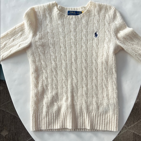 POLO Ralph Lauren Cable Knit Wool Cashmere Cream Crewneck Sweater XS $248 - Picture 5 of 9